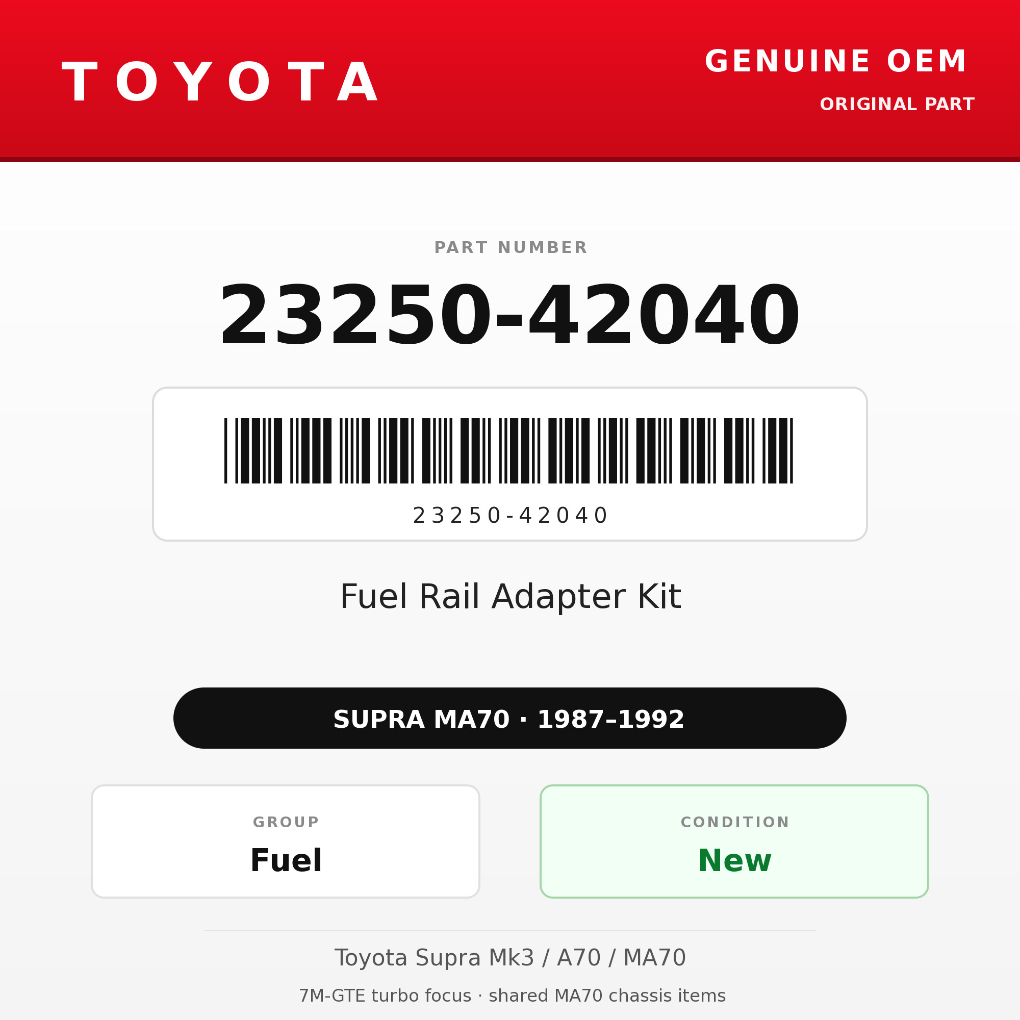 Genuine Toyota OEM 23250-42040 - Fuel Rail Adapter Kit 7M-GTE (87-92 Supra)