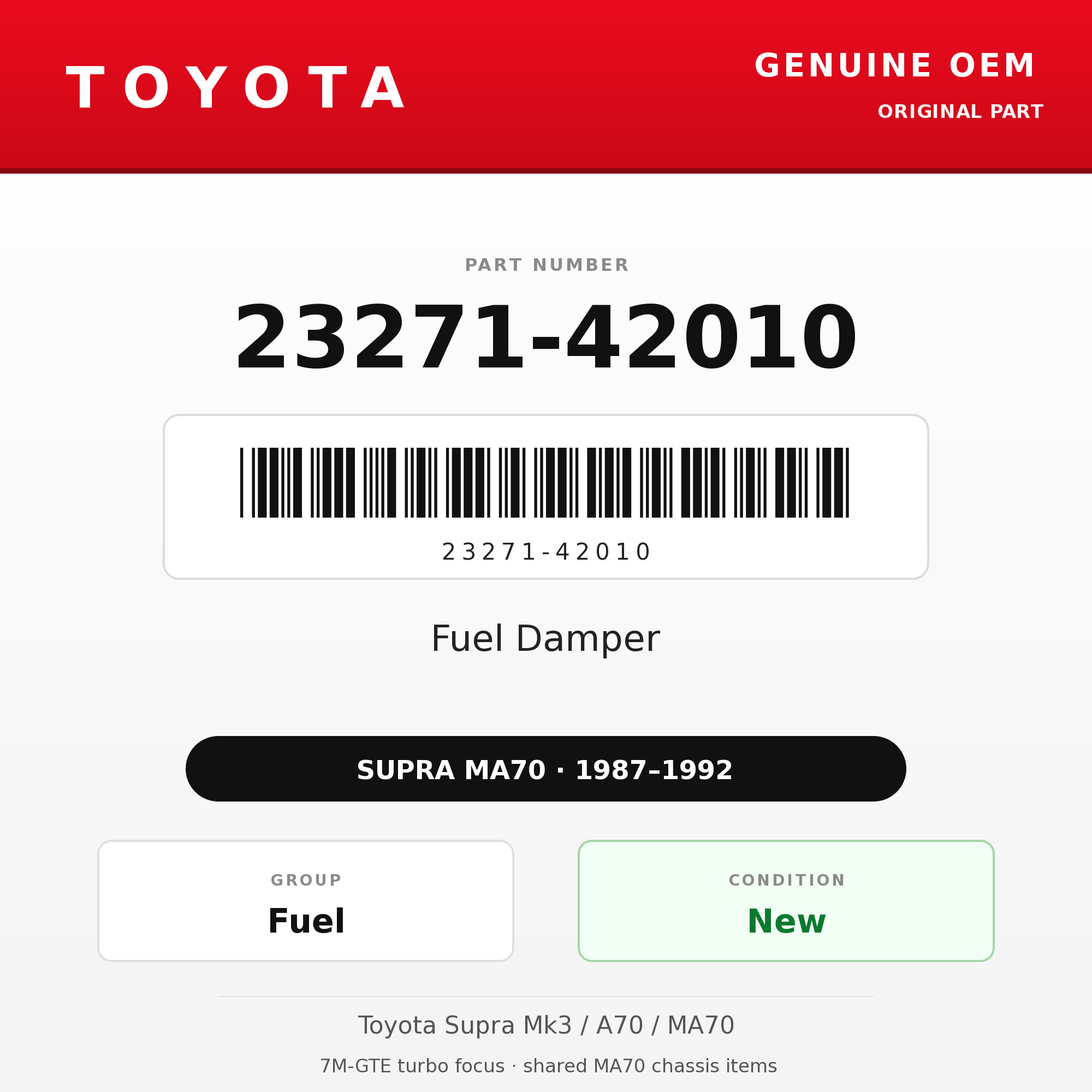 Genuine Toyota OEM 23271-42010 - Fuel Damper 7M-GTE (87-92 Supra)