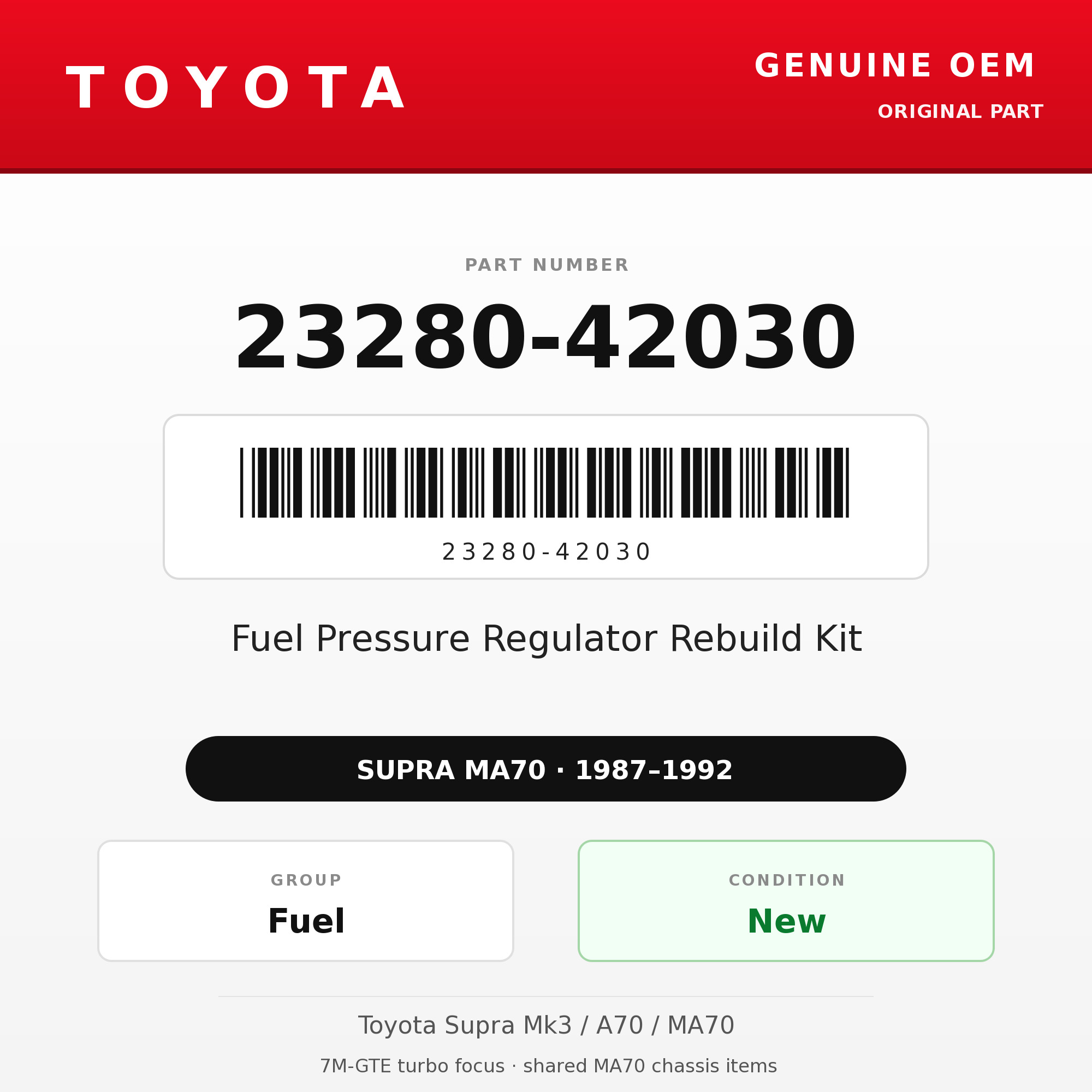 Genuine Toyota OEM 23280-42030 - Fuel Pressure Regulator Rebuild Kit 7M-GTE (87-92 Supra)
