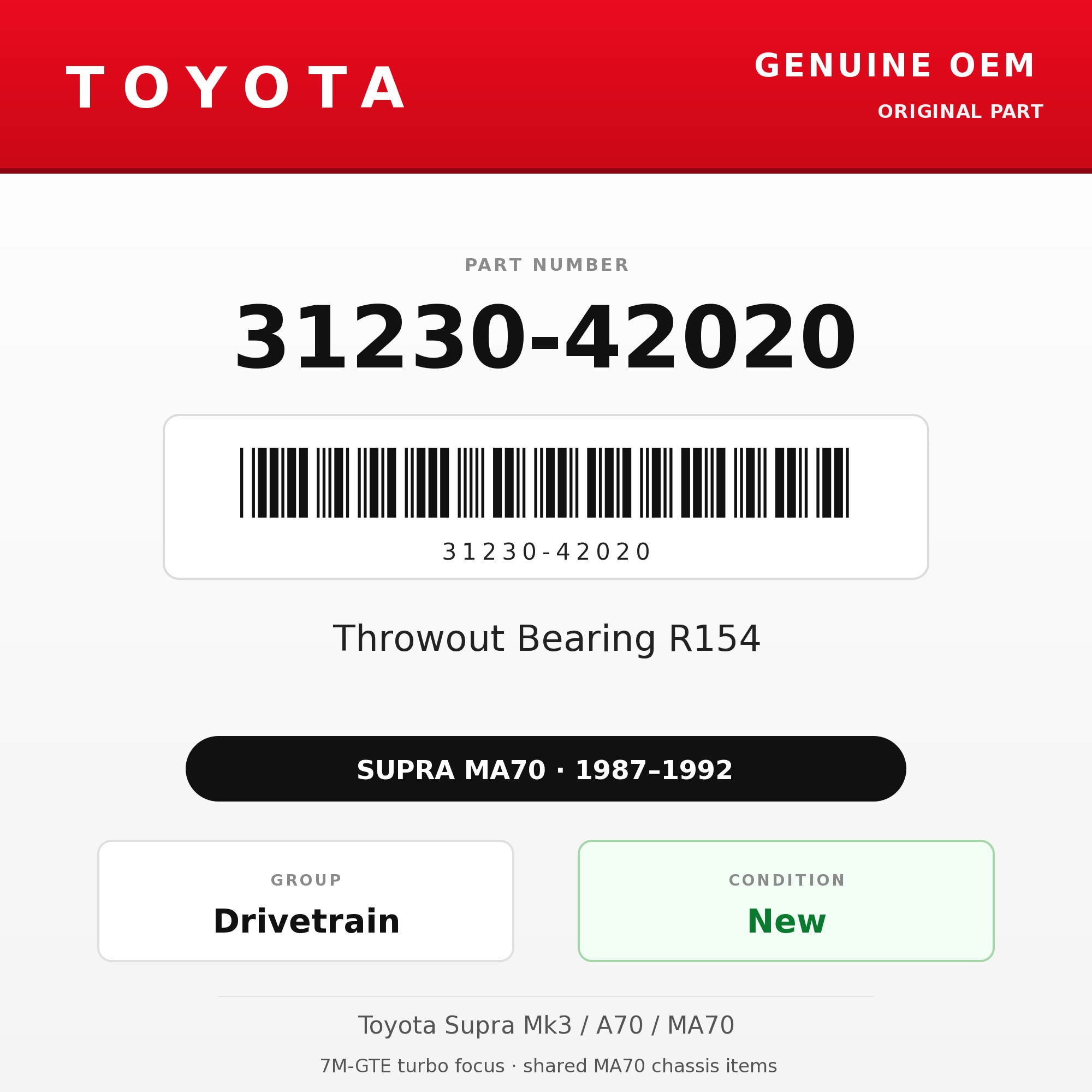 Genuine Toyota OEM 31230-42020 - Throwout Bearing R154 (87-92 Supra)