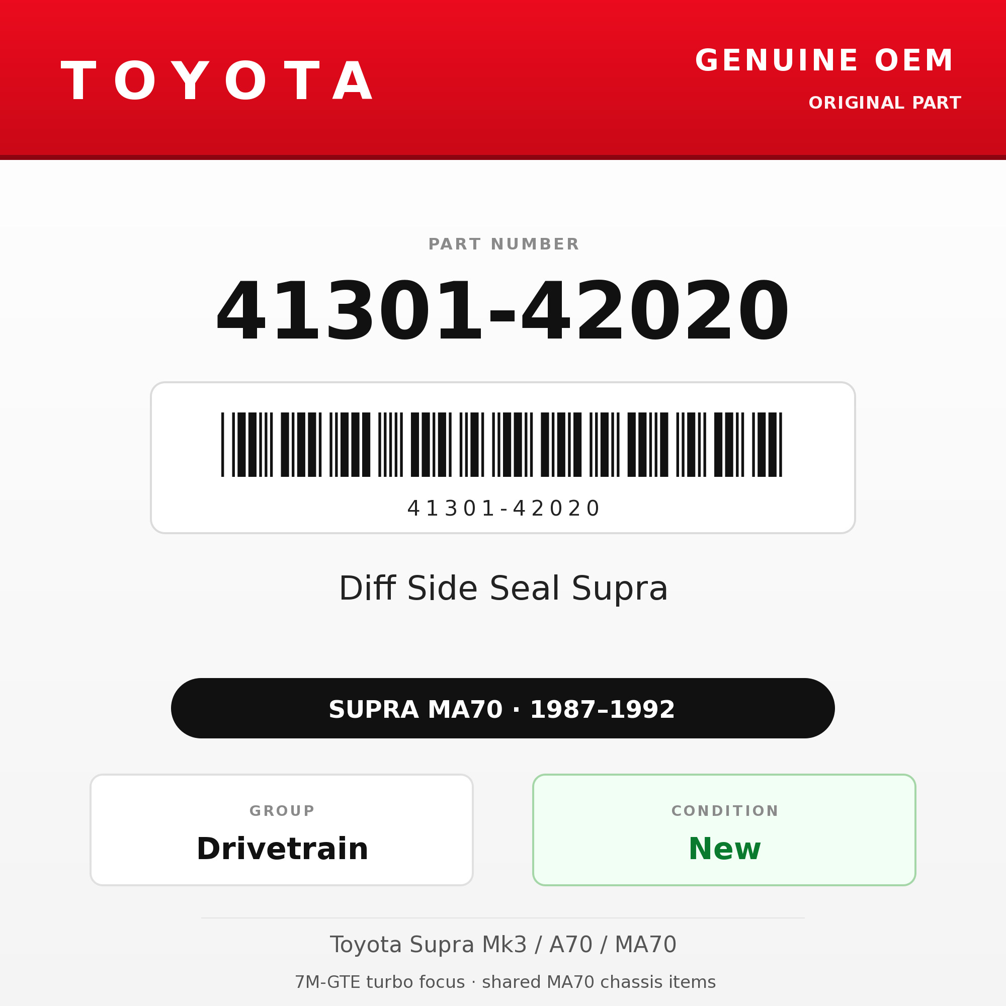 Genuine Toyota OEM 41301-42020 - Diff Side Seal Supra (87-92 Supra)