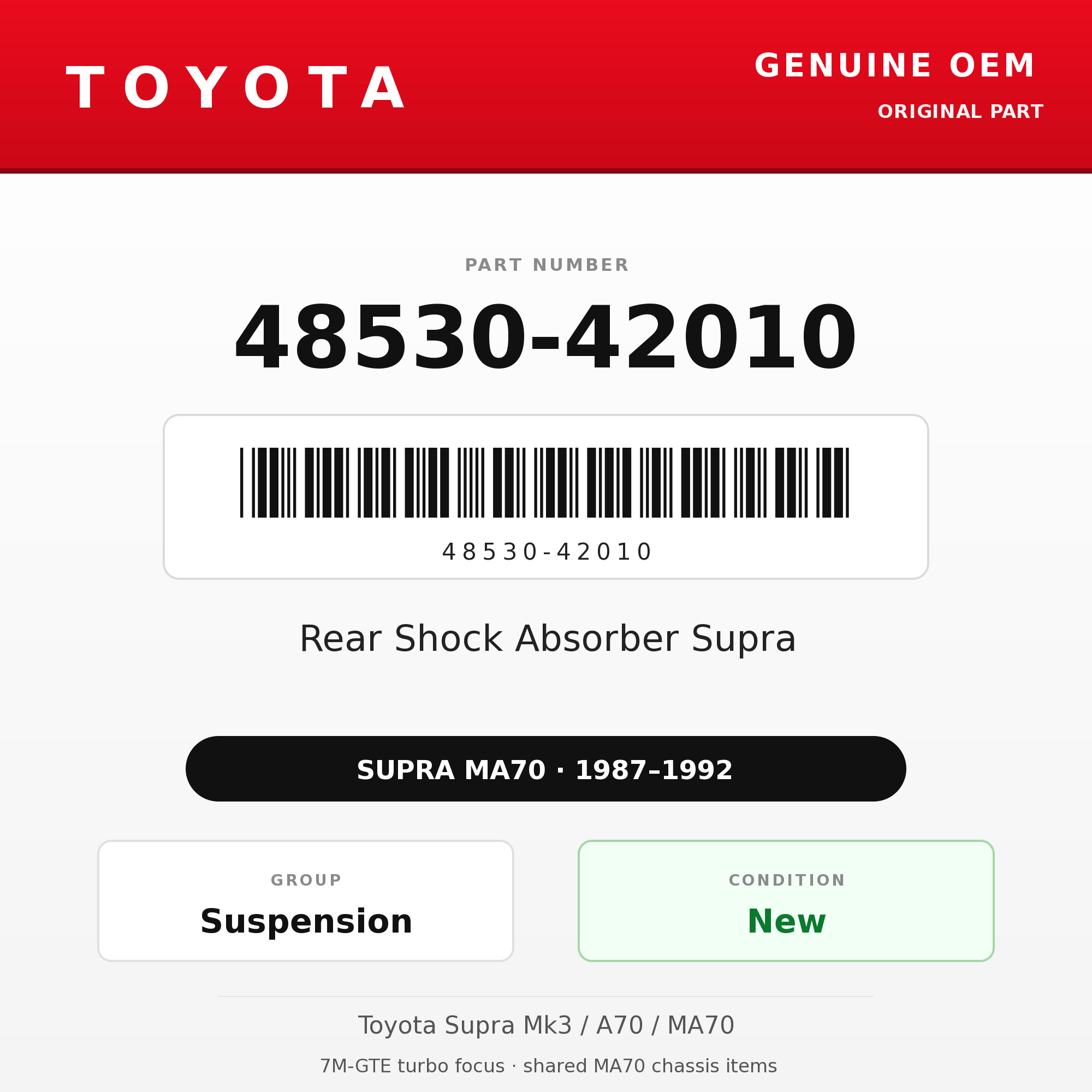 Genuine Toyota OEM 48530-42010 - 87-92 Rear Shock Absorber Supra (87-92 Supra)