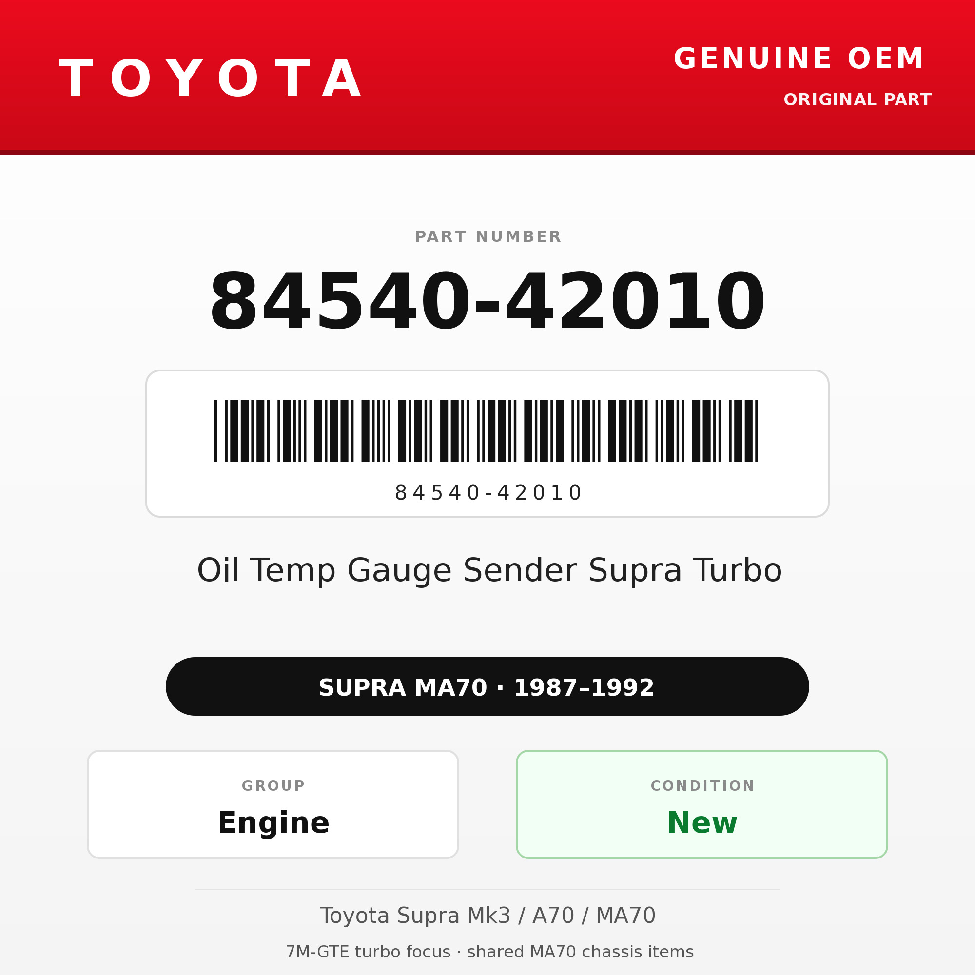 Genuine Toyota OEM 84540-42010 - Oil Temp Gauge Sender Supra Turbo (87-92 Supra)
