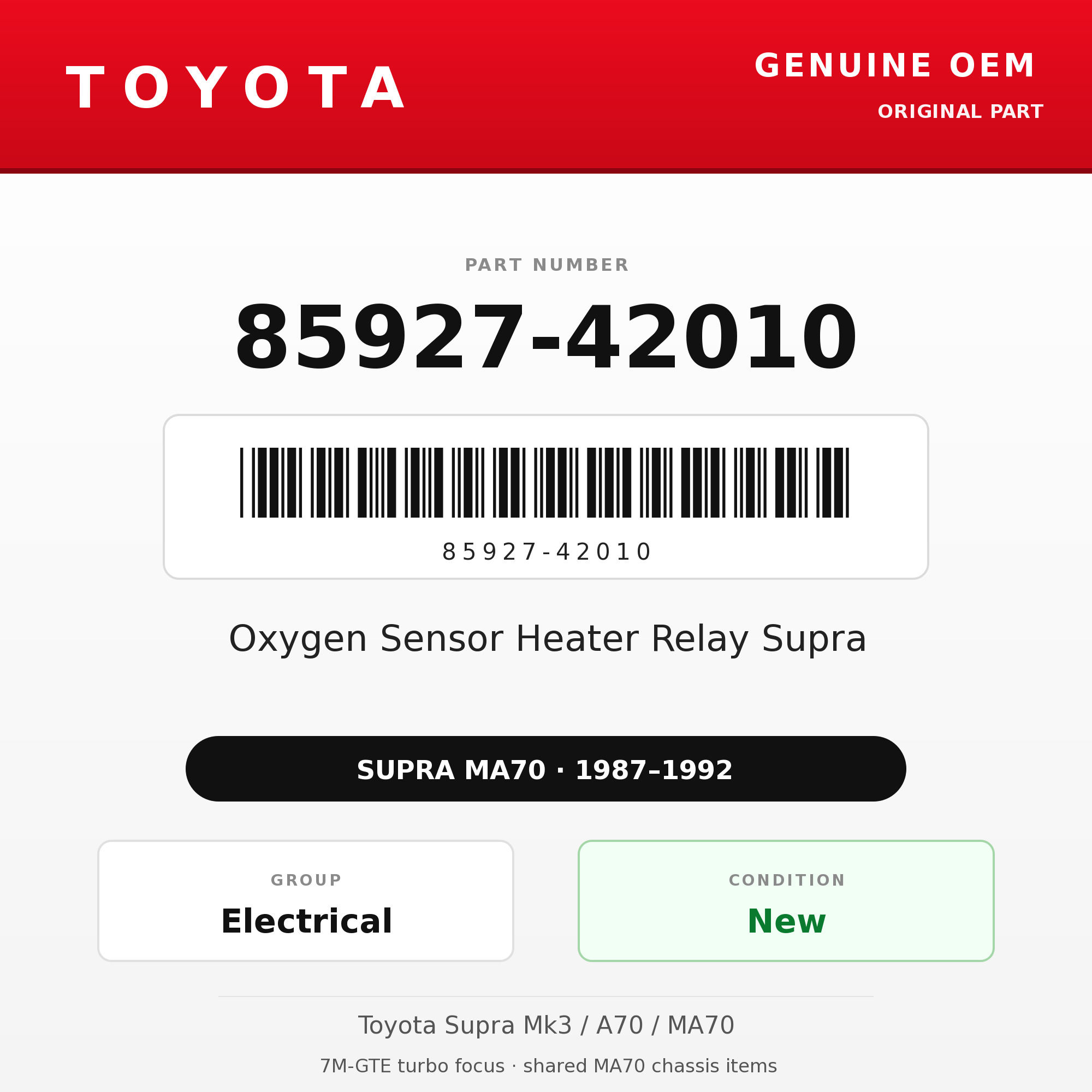 Genuine Toyota OEM 85927-42010 - Oxygen Sensor Heater Relay Supra (87-92 Supra)