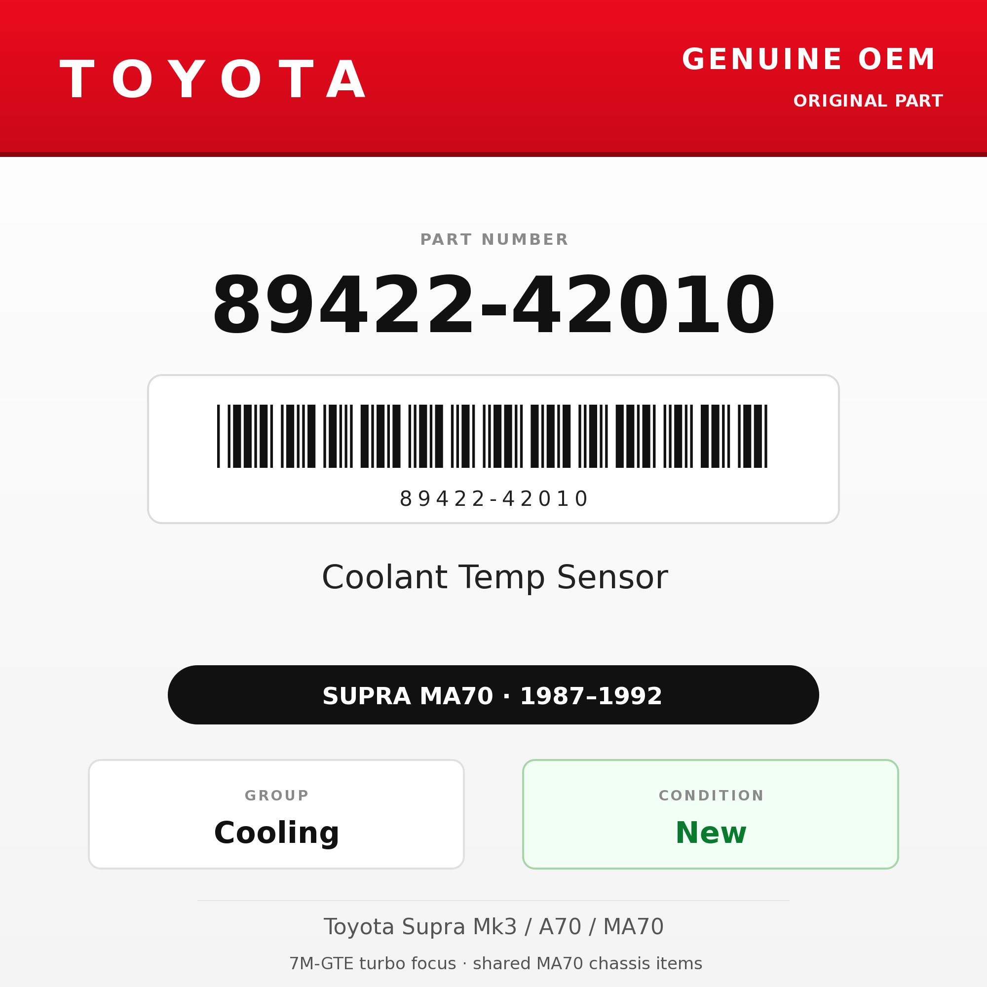 Genuine Toyota OEM 89422-42010 - 87-92 Coolant Temp Sensor 7M (87-92 Supra)