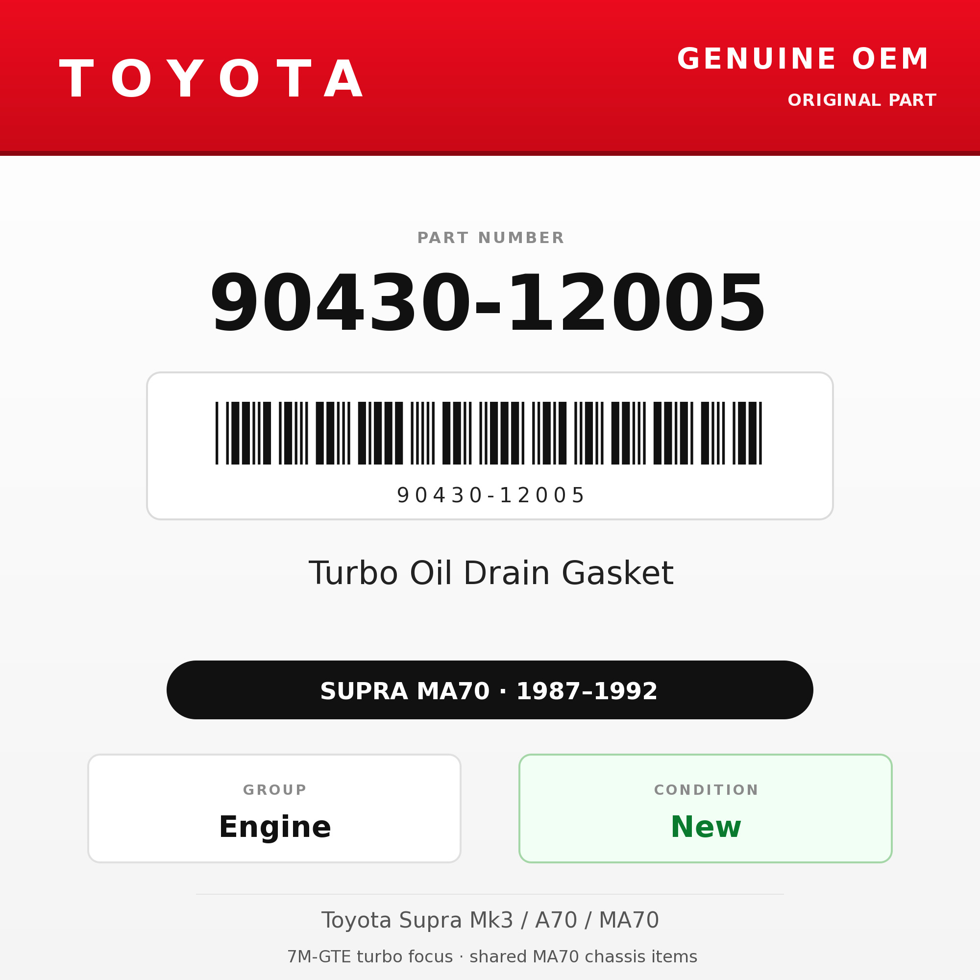 Genuine Toyota OEM 90430-12005 - Turbo Oil Drain Gasket 7M-GTE (87-92 Supra)