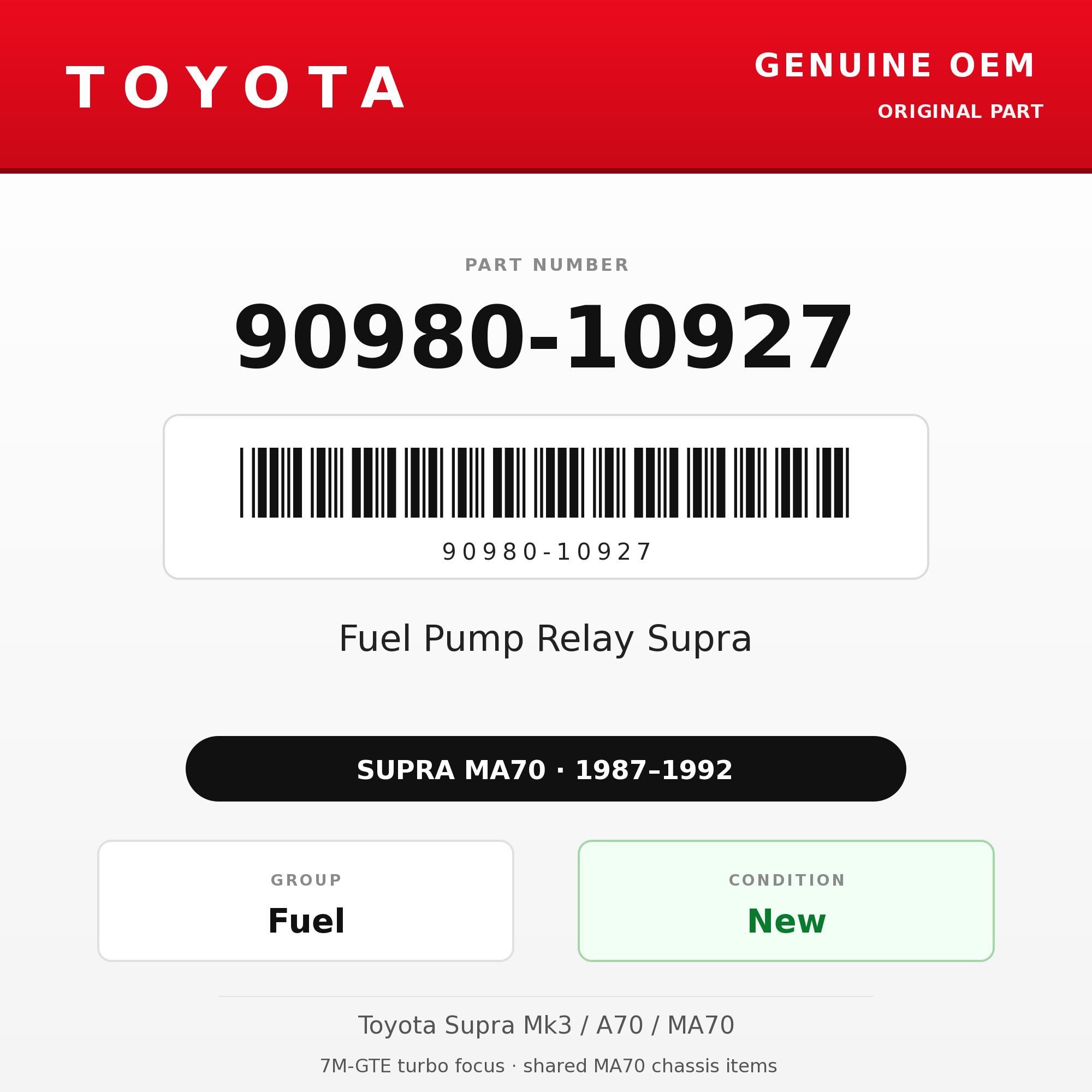 Genuine Toyota OEM 90980-10927 - Fuel Pump Relay Supra (87-92 Supra)