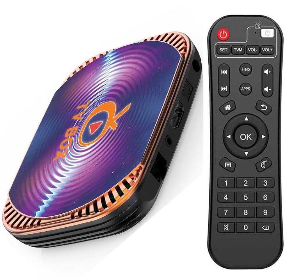 Android TV Box 9.0 with 4GB RAM 64GB ROM S905X3 BT 4.2 Quad-Core Cortex-A55 64 Bits, Support Dual-WiFi 2.4GHz/5GHz, 8K 3D Ultra HD HDMI H.265,USB 3.0 Smart TV Box