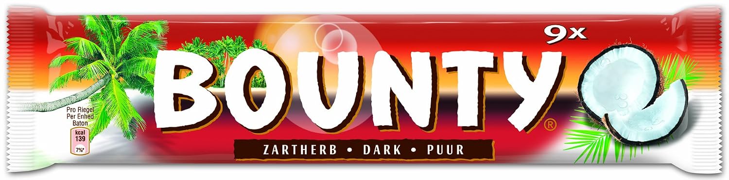 Bounty Dark Chocolate Bars 9 Pack 257g