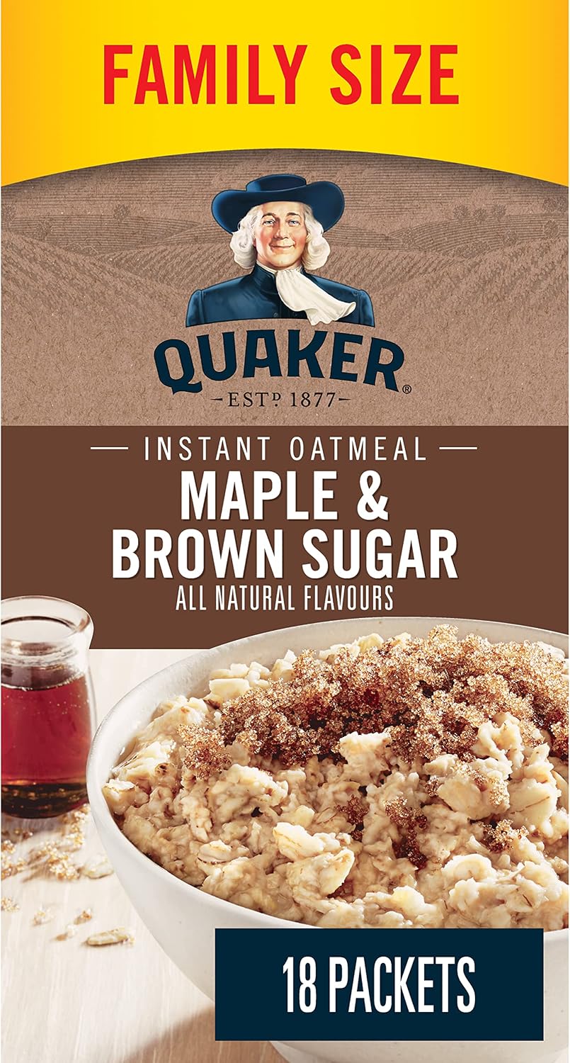 QUAKER Maple & Brown Sugar Family Pack Instant Oatmeal (18 Packets x 43 g), 774 g