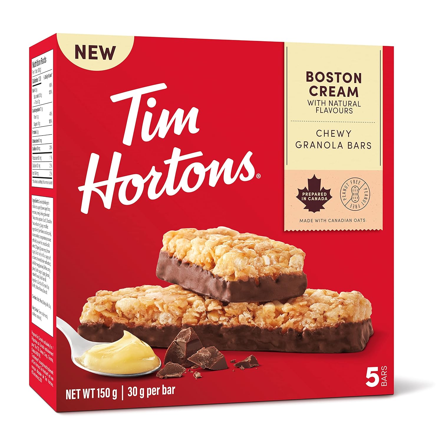 Tim Hortons Boston Cream Granola Bars, Peanut Free, 5 Count
