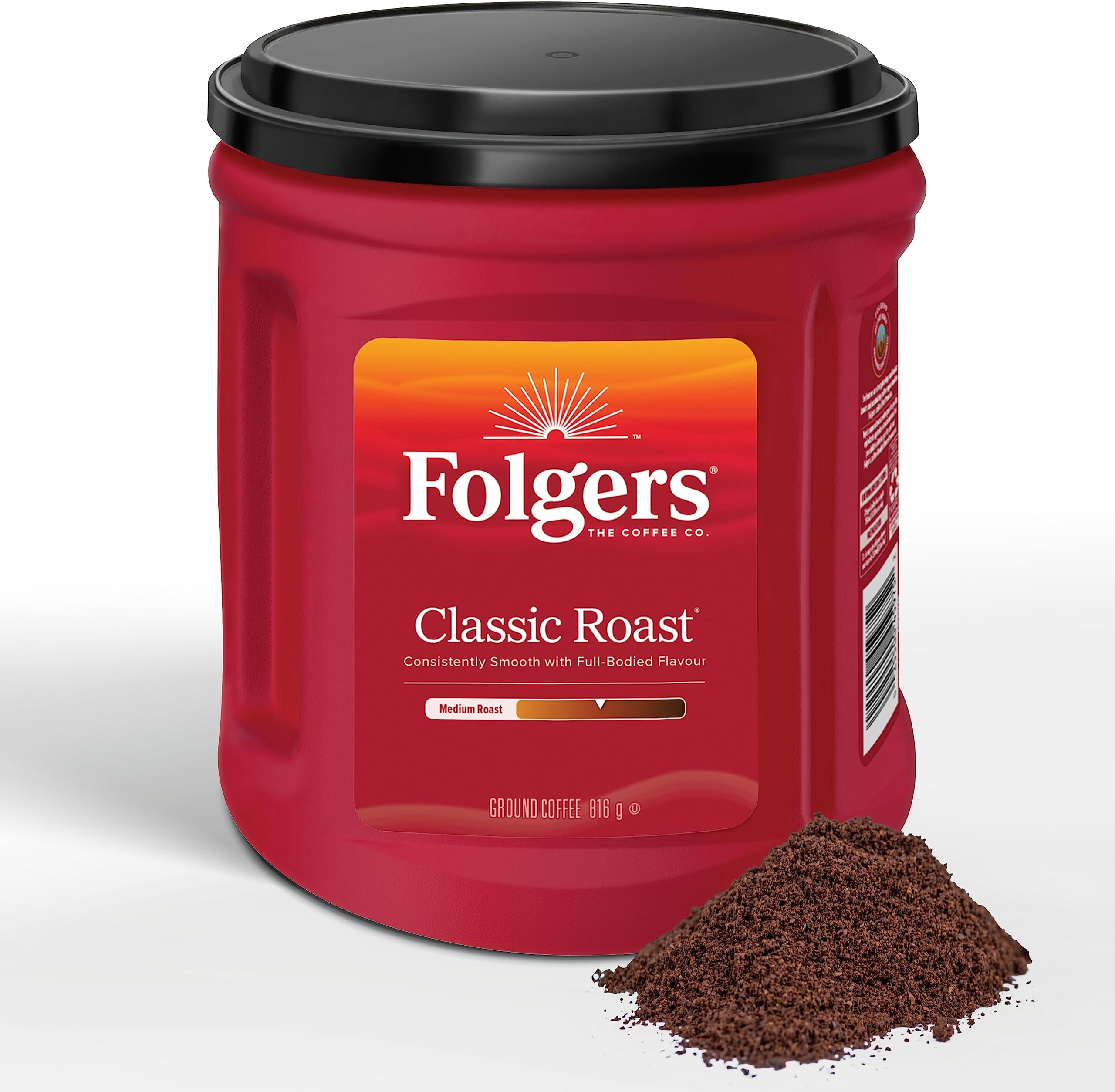 Folgers Classic Roast Medium Dark Roast, Ground Coffee, 816g Canister