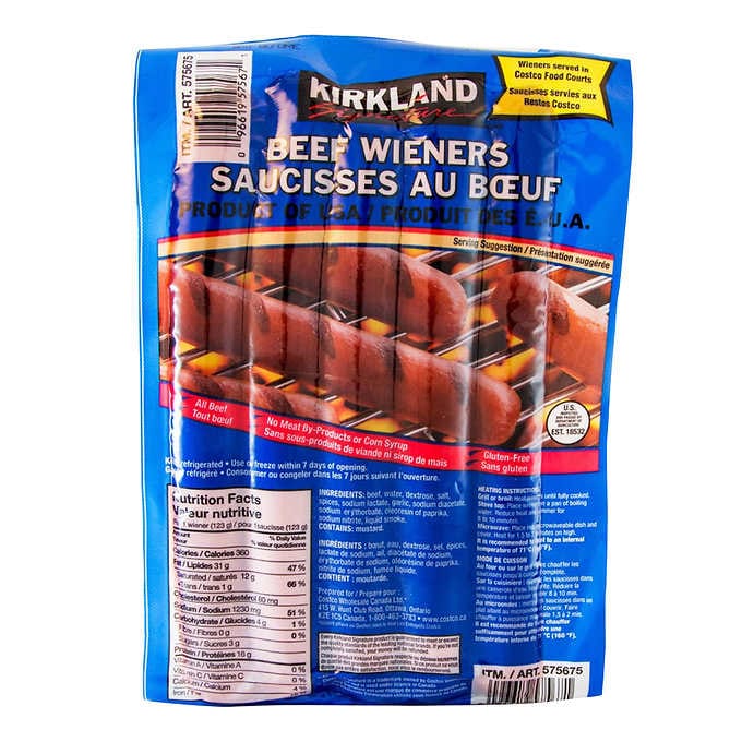 Kirkland Signature Beef Wieners Pack of 14